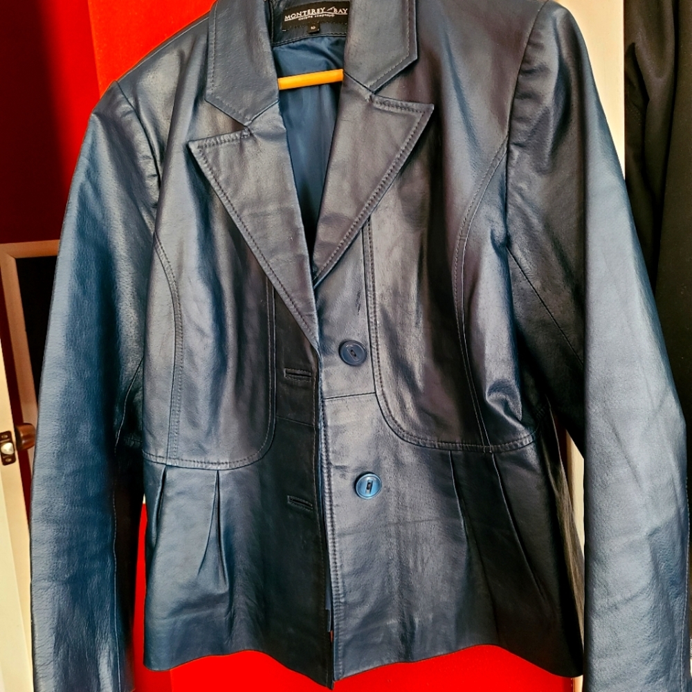 VINTAGE Blue Leather Jacket